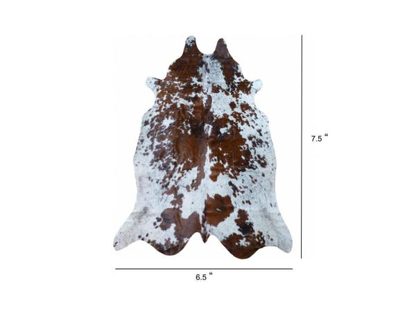 Homeroots 6.5 Ft  Brown And White Brindled Cowhide Rug Brown And White Cowhide 334426