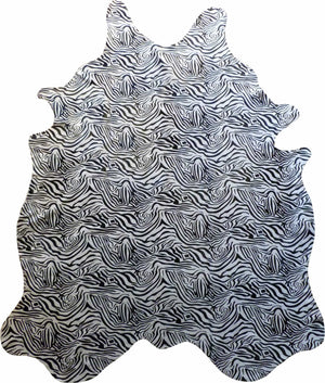 Homeroots 6 Ft Black And White Stenciled Baby Zebra Cowhide Rug Black And White Cowhide 334431