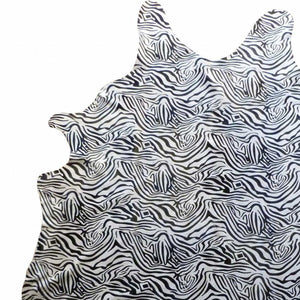 Homeroots 6 Ft Black And White Stenciled Baby Zebra Cowhide Rug Black And White Cowhide 334431