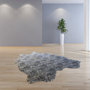 Homeroots 6 Ft Black And White Stenciled Baby Zebra Cowhide Rug Black And White Cowhide 334431