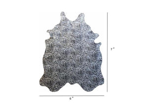 Homeroots 6 Ft Black And White Stenciled Baby Zebra Cowhide Rug Black And White Cowhide 334431