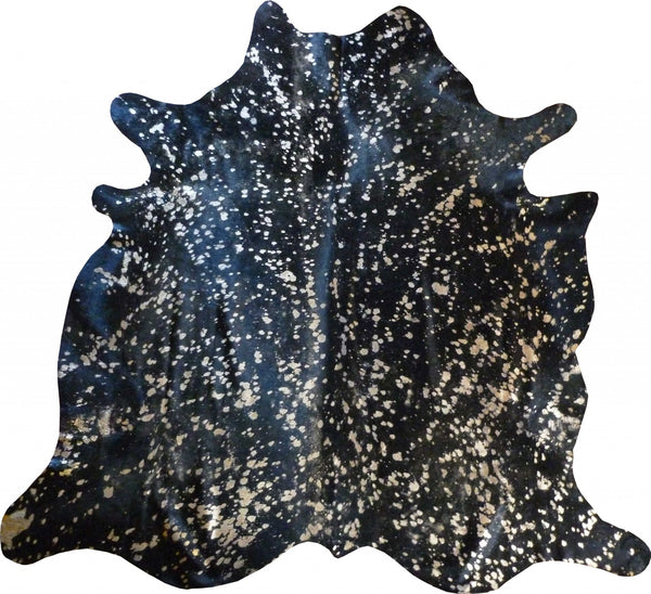 Homeroots 6 Ft Gold Devore On Black Stenciled Cowhide Rug Gold Devore Cowhide 334434