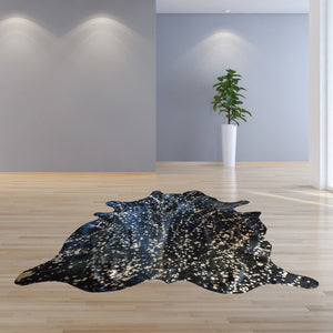 Homeroots 6 Ft Gold Devore On Black Stenciled Cowhide Rug Gold Devore Cowhide 334434