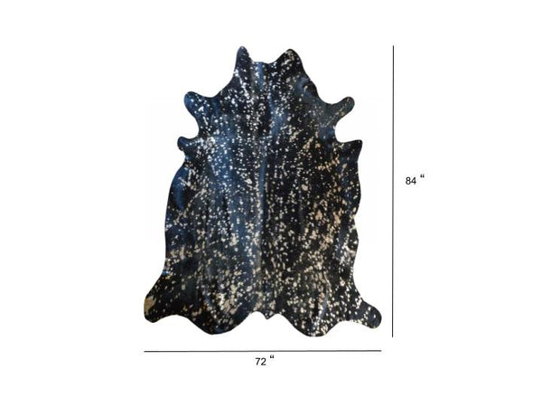 Homeroots 6 Ft Gold Devore On Black Stenciled Cowhide Rug Gold Devore Cowhide 334434