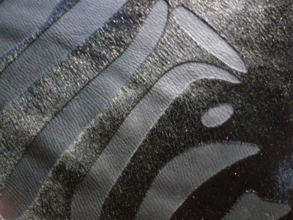 Homeroots 6 Ft Black Etched Zebra Stenciled Cowhide Rug Black Etched Cowhide 334438