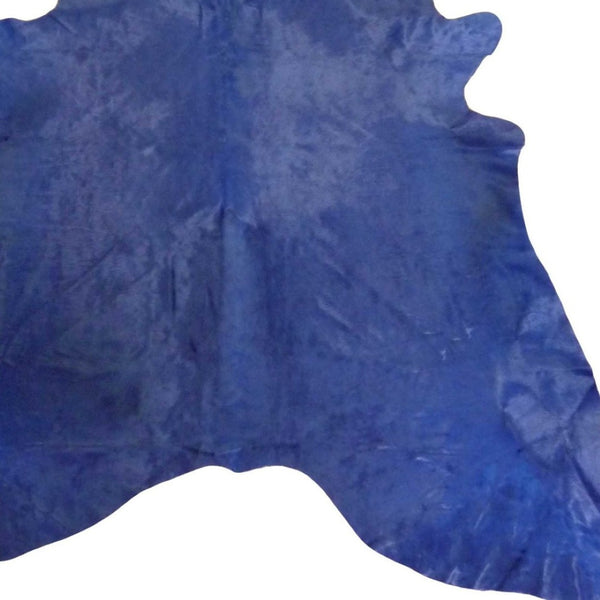 HomeRoots 6' X 7' Red Cowhide Handmade Area Rug - Luxurious Texture, Unique Craftsmanship for Any Space Navy Dyed 334439