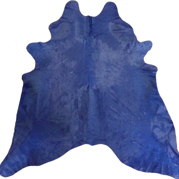 HomeRoots 6' X 7' Red Cowhide Handmade Area Rug - Luxurious Texture, Unique Craftsmanship for Any Space Navy Dyed 334439