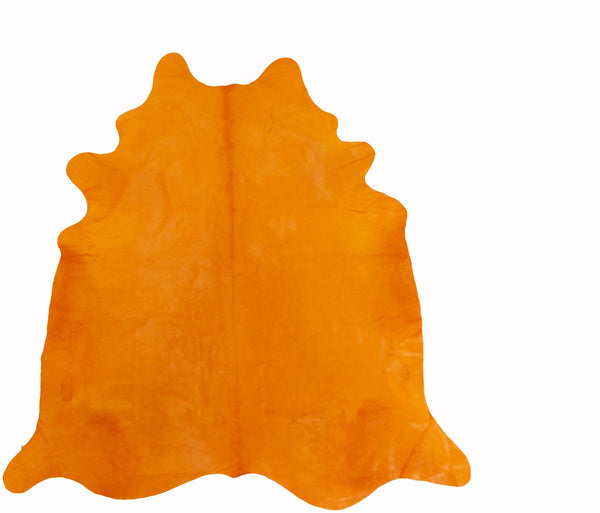 Homeroots 6 Ft Vibrant Orange Stenciled Cowhide Rug Vibrant Orange Cowhide 334440