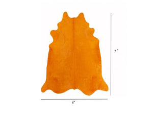 Homeroots 6 Ft Vibrant Orange Stenciled Cowhide Rug Vibrant Orange Cowhide 334440
