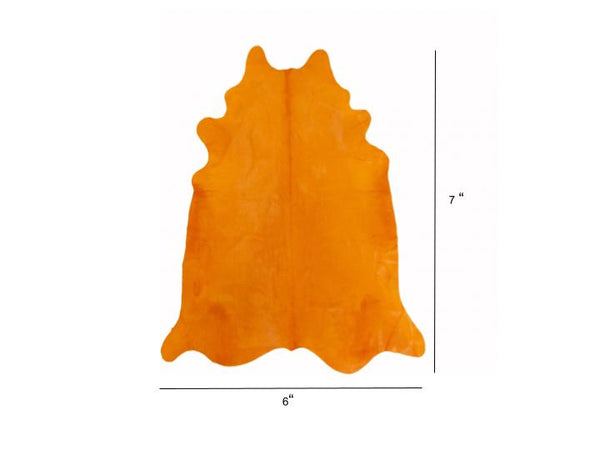 Homeroots 6 Ft Vibrant Orange Stenciled Cowhide Rug Vibrant Orange Cowhide 334440