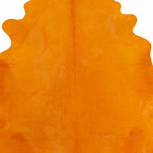 HomeRoots 6' X 7' Red Cowhide Handmade Area Rug - Luxurious Texture, Unique Craftsmanship for Any Space Vibrant Orange 334440