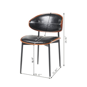 English Elm Mid-Century Dining Chairs Set Of 2 – Stylish Bentwood & Pu Leather, Matte Metal Legs, Easy Assembly! N842P290053B