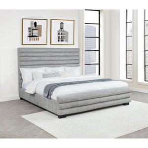 English Elm Fandango Boucle Eastern King Bed with Channel Tufted Headboard for Modern Bedrooms B062S01632