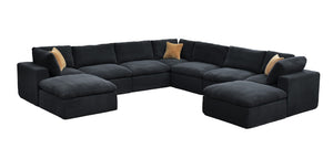 English Elm Coffee Bean Textured Modular Sectional Low Profile Lounge Sofa with Toss Pillows Dark Gray B2748S00084