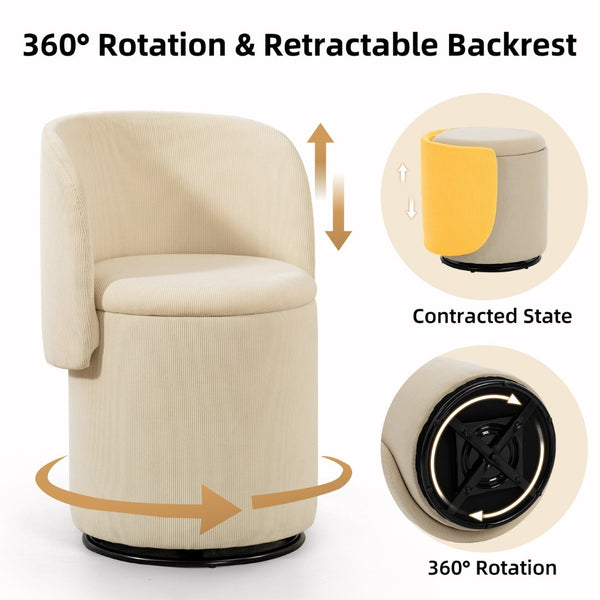 English Elm Stylish Barrel Swivel Accent Chair Upholstered Seat with Storage for Vanity or Dining W3248P424639
