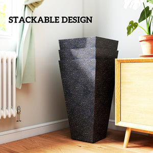 English Elm Outsunny Tall Marble Finish Plastic Planters Set of 3 Stackable Outdoor Tapered Pots W2225P485533