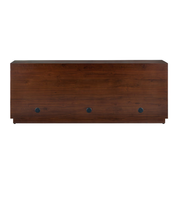 Currey & Company Jardin Credenza: Elegant Walnut Storage With Antique Brass Leaf Motifs For A Timeless Home Accent Brown Teak Wood ,Brass 3000-0324-currey-company