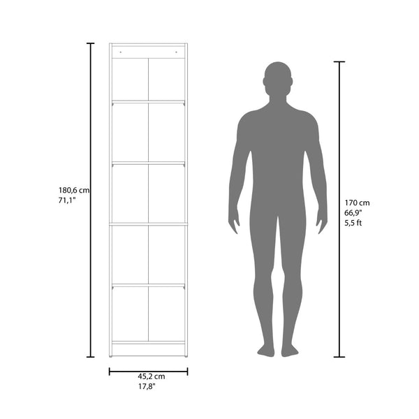 English Elm Surry Tall Bookcase with Fluted Doors Five Shelves Dark Wengue Modern Storage B097P481230