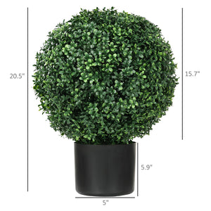 English Elm Homcom Set Of 2 20.5" Lifelike Boxwood Topiary Trees For Indoor/Outdoor Decor, Low Maintenance Greenery W2225P217289