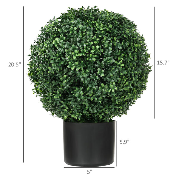 English Elm Homcom Set Of 2 20.5" Lifelike Boxwood Topiary Trees For Indoor/Outdoor Decor, Low Maintenance Greenery W2225P217289