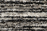 Sams International Granada Carminia Machine Made Polypropylene Stripe Shag Rug Ivory, Beige, Brown 5'3" x 7'6"