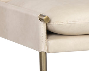 Sunpan Bellevue Upholstered Bench with Antique Brass Frame - Stylish, Unique Textures for Modern Spaces Bravo Cream