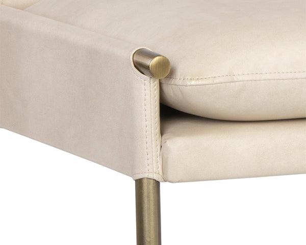 Sunpan Bellevue Upholstered Bench with Antique Brass Frame - Stylish, Unique Textures for Modern Spaces Bravo Cream