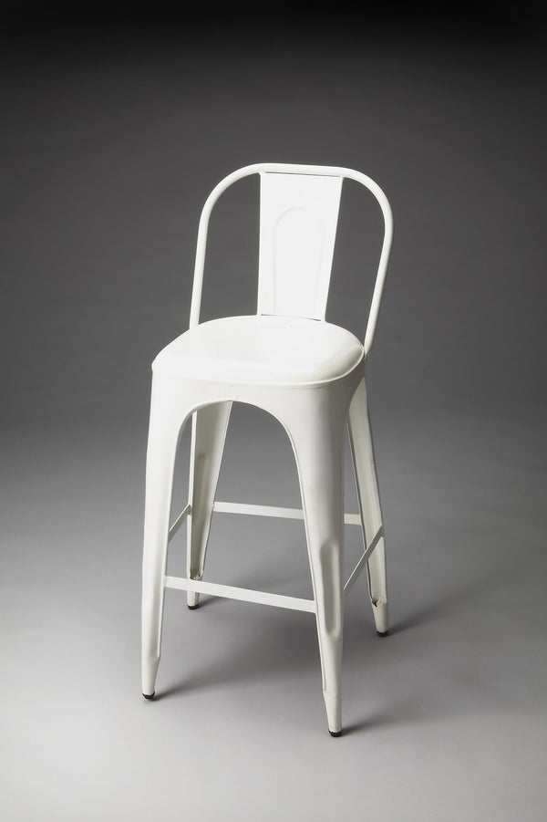 Butler Specialty Alliance Vintage Open Back Bar Stool - Retro Iron Design With Footrest For Stylish Spaces White Iron 3349290-butler