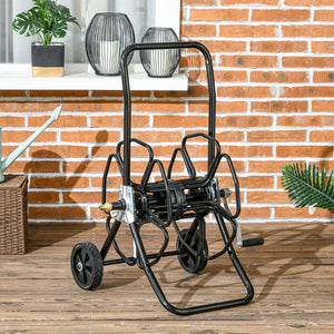 English Elm Outsunny Portable Garden Hose Reel Cart - Holds 98' Of 5/8" Hose, Durable, Easy To Maneuver, Black W2225P217241-GIGA