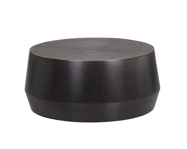 Sunpan Creed Coffee Table - Hand-Etched Iron Design with Drum Base, Perfect for Modern Living Spaces Small - 34W x 34.25D x 15H