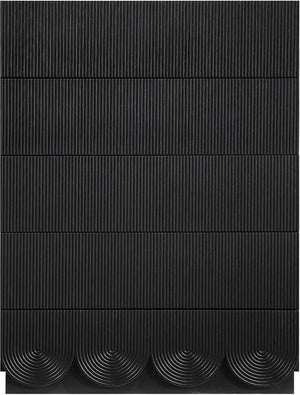 Meridian Furniture Scallop Fluted Oak Veneer Chest Art Deco Sculptural Dresser for Bedroom or Living Storage Black 334Black-CH