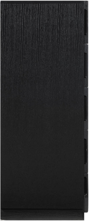 Meridian Furniture Scallop Fluted Oak Veneer Chest Art Deco Sculptural Dresser for Bedroom or Living Storage Black 334Black-CH