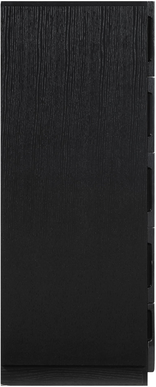 Meridian Furniture Scallop Fluted Oak Veneer Chest Art Deco Sculptural Dresser for Bedroom or Living Storage Black 334Black-CH