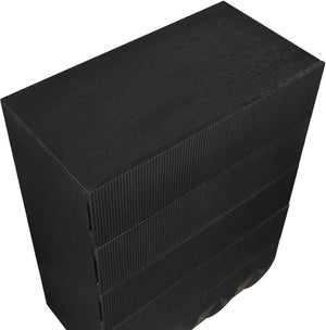 Meridian Furniture Scallop Fluted Oak Veneer Chest Art Deco Sculptural Dresser for Bedroom or Living Storage Black 334Black-CH