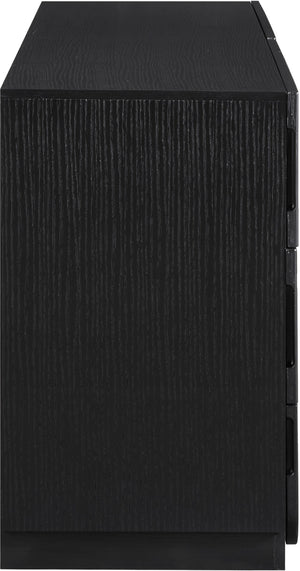 Meridian Furniture Scallop Art Deco Fluted Oak Veneer Dresser with Statement Style for Primary Bedroom Storage Black 334Black-D