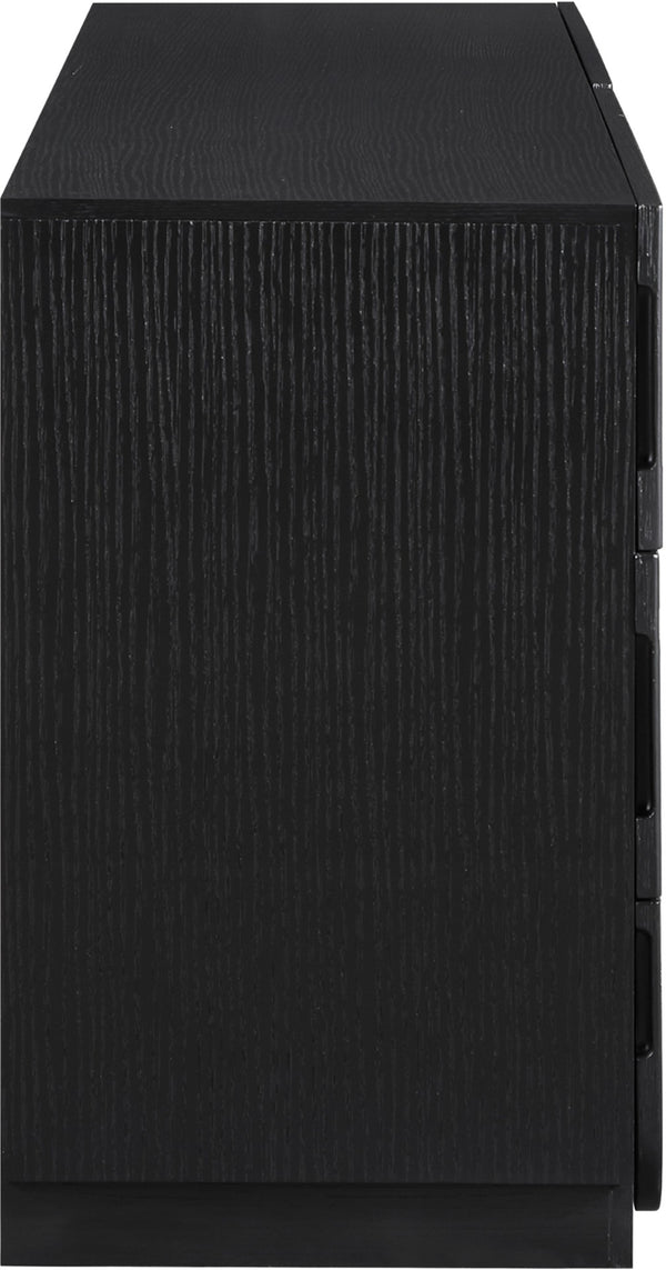 Meridian Furniture Scallop Art Deco Fluted Oak Veneer Dresser with Statement Style for Primary Bedroom Storage Black 334Black-D