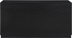 Meridian Furniture Scallop Art Deco Fluted Oak Veneer Dresser with Statement Style for Primary Bedroom Storage Black 334Black-D