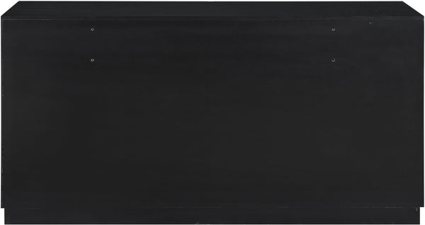 Meridian Furniture Scallop Art Deco Fluted Oak Veneer Dresser with Statement Style for Primary Bedroom Storage Black 334Black-D