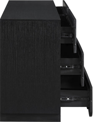 Meridian Furniture Scallop Art Deco Fluted Oak Veneer Dresser with Statement Style for Primary Bedroom Storage Black 334Black-D
