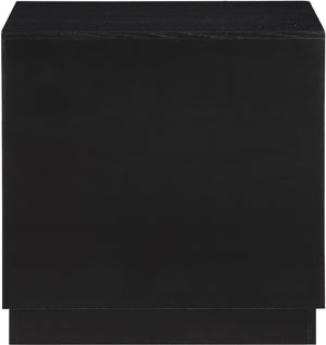 Meridian Furniture Scallop Art Deco Oak Veneer Nightstand with Fluted Drawer Fronts for Stylish Bedroom Decor Black 334Black-NS