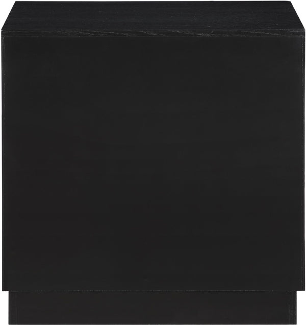 Meridian Furniture Scallop Art Deco Oak Veneer Nightstand with Fluted Drawer Fronts for Stylish Bedroom Decor Black 334Black-NS