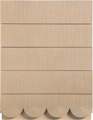 Meridian Furniture Scallop Fluted Oak Veneer Chest Art Deco Sculptural Dresser for Bedroom or Living Storage Natural 334Natural-CH