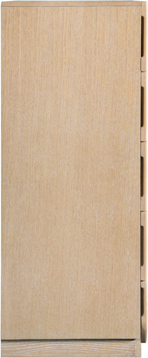 Meridian Furniture Scallop Fluted Oak Veneer Chest Art Deco Sculptural Dresser for Bedroom or Living Storage Natural 334Natural-CH