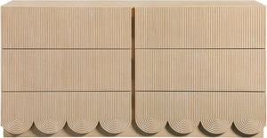 Meridian Furniture Scallop Art Deco Fluted Oak Veneer Dresser with Statement Style for Primary Bedroom Storage Natural 334Natural-D