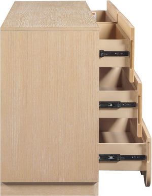Meridian Furniture Scallop Art Deco Fluted Oak Veneer Dresser with Statement Style for Primary Bedroom Storage Natural 334Natural-D