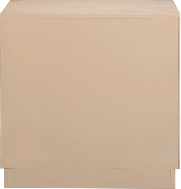Meridian Furniture Scallop Art Deco Oak Veneer Nightstand with Fluted Drawer Fronts for Stylish Bedroom Decor Natural 334Natural-NS