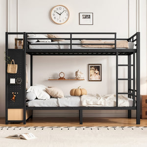 English Elm Full Size Pine Loft Bed House Frame with Slide Bookshelves and Moon Star Rails W1580S00589