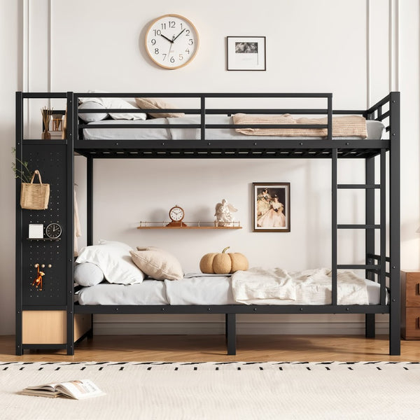 English Elm Full Size Pine Loft Bed House Frame with Slide Bookshelves and Moon Star Rails W1580S00589