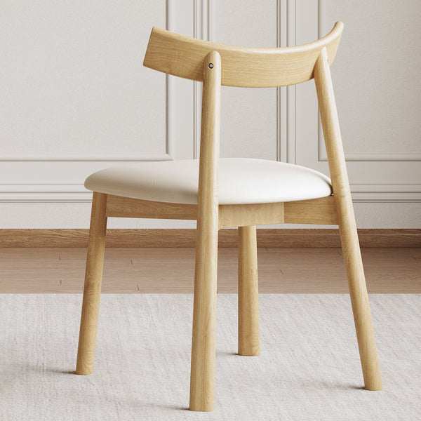English Elm Set of 2 Armless Wood Dining Chairs Leather Cushioned Ergonomic Curved Back Natural W2700P388274