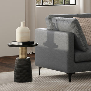 English Elm Breanna Handcrafted Black & Gold Side Table — Solid Mango Wood Top, Metal Stem, Textured Finish (23") B136P203453